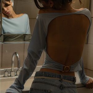 By Gianna Long Sleeve Blue Top